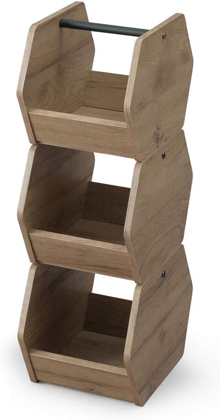 Series Kitchen Storage, Condiment Rack, Makeup Storage, Small Items, Can Be Used Wide Rooms, Single Life, Stylish, Iron Wood, Ash Brown, Set of 3