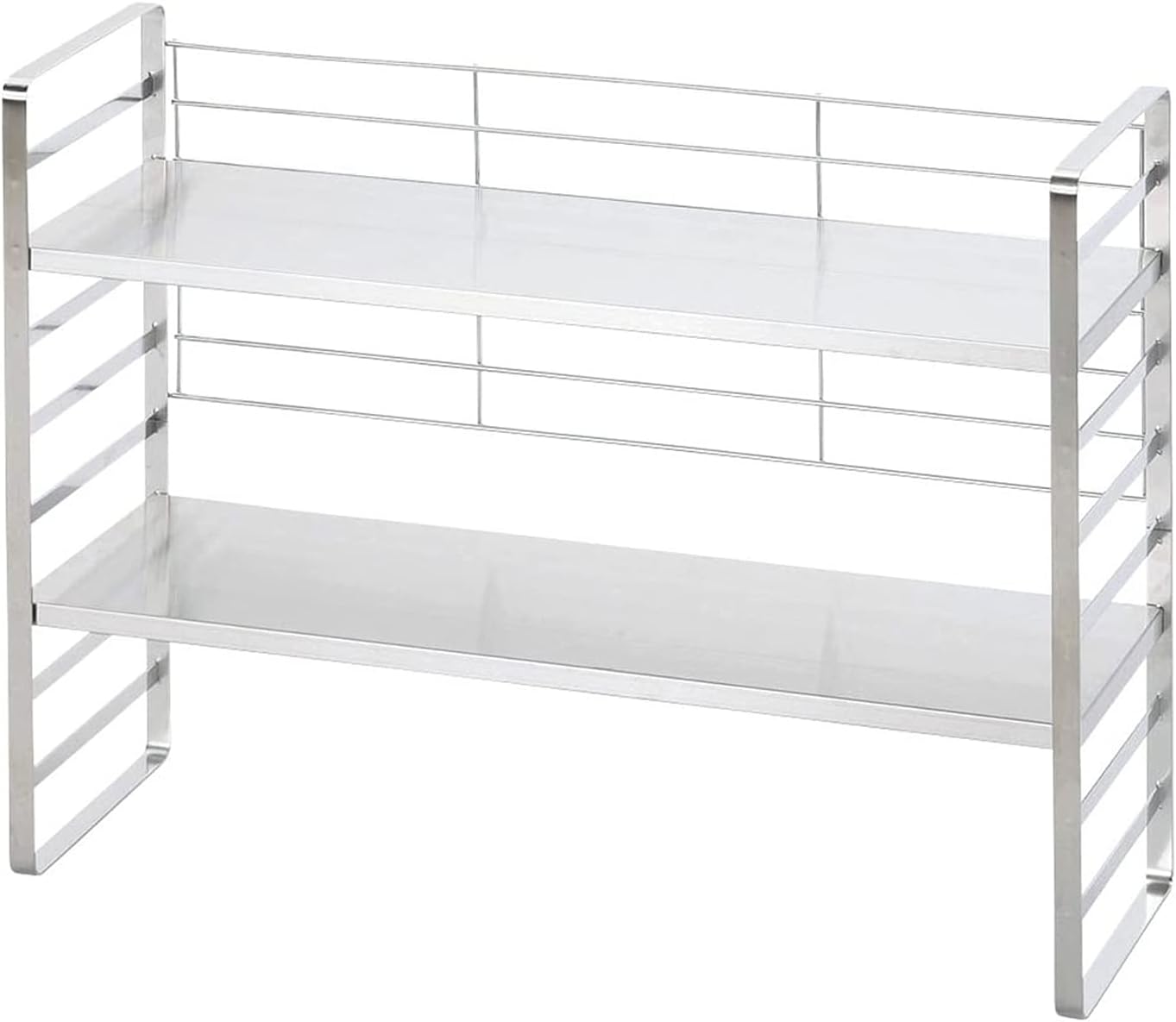 Adjustable Height Kitchen Rack, Width 23.6 inches (60 cm), Made in Japan, Storage Rack, 2 Shelves, Includes Fall Prevention Back Net, Condiments, Pots, Bottles, Easy to