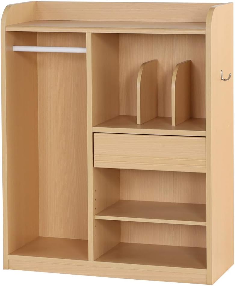 School Bag Rack, Hanger Rack, Stationery, School Children, Clothes Storage, Wooden, Can Be Dressed Up With This One, Suitable for Living Room, Gentle Design, Natural Brown, Width 28.7