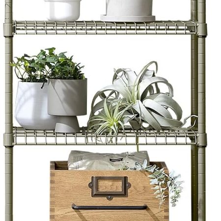 Colored Steel Shelf with Casters, Width 24.2 inches (61.5 cm), 4 Tier Storage Rack, Metal Shelf, Adjustable Height, Organizing Shelf, Under Desk