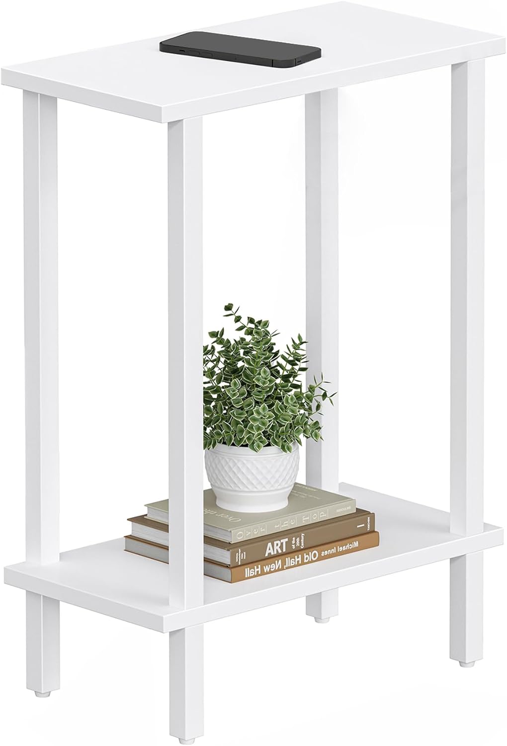 Small Side Table, Narrow End Table, Skinny Sofa Table, Thin Bedside Table, Sofa Table, Living Room, Bedroom, White