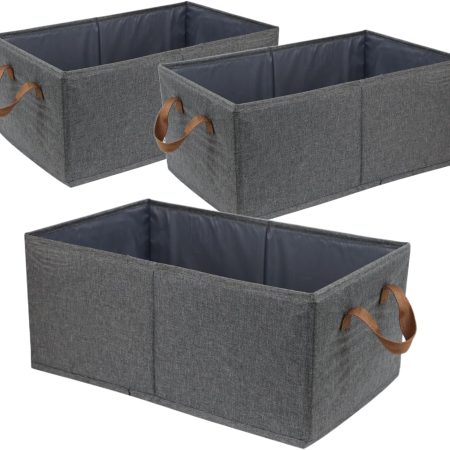 Large-Capacity Closet Storage Bins (3-Piece Set) — Sturdy, foldable storage boxes for organizing clothes, linens, toys, and books; suitable for use as shelf storage baskets