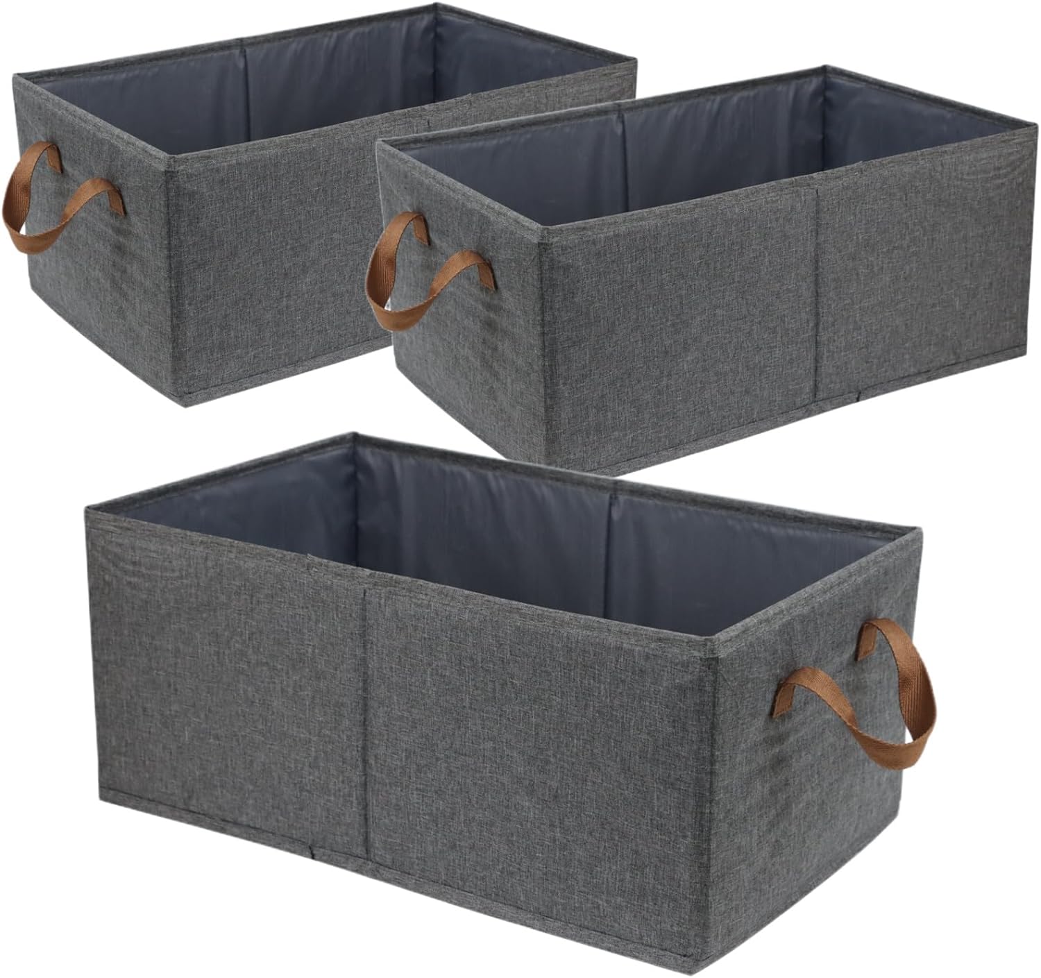 Large-Capacity Closet Storage Bins (3-Piece Set) — Sturdy, foldable storage boxes for organizing clothes, linens, toys, and books; suitable for use as shelf storage baskets
