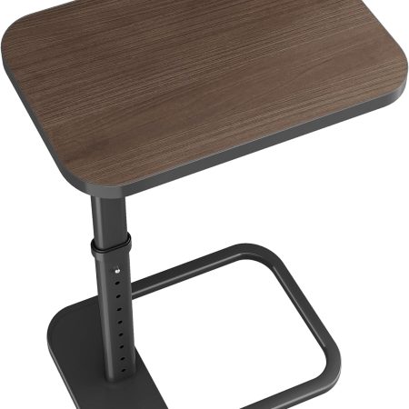 TV Tray Table, Adjustable Height & Rounded Metal Corners, Snack Table for Couch, Sofa, Bed, Chair, Living Room, C Shaped End Side Table for Eating, Dinner or Laptop, Small Spaces, Espresso