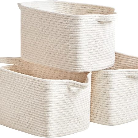 Cotton Rope Storage Basket — For organizing clothes, toys, and blankets; sturdy woven basket suitable for closets, shelves, and living rooms