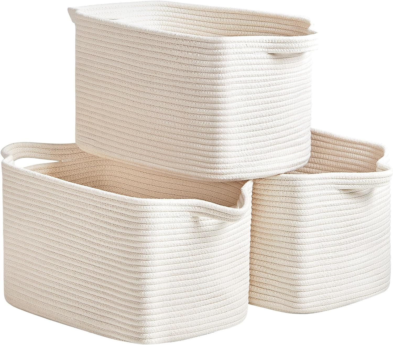 Cotton Rope Storage Basket — For organizing clothes, toys, and blankets; sturdy woven basket suitable for closets, shelves, and living rooms