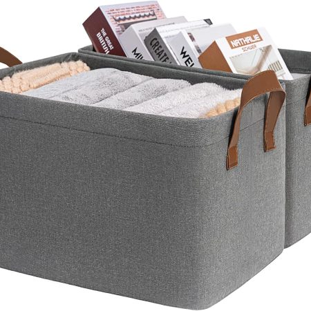 Large storage basket/clothing storage bin (2-pack)—suitable for shelf and closet organization, small laundry basket