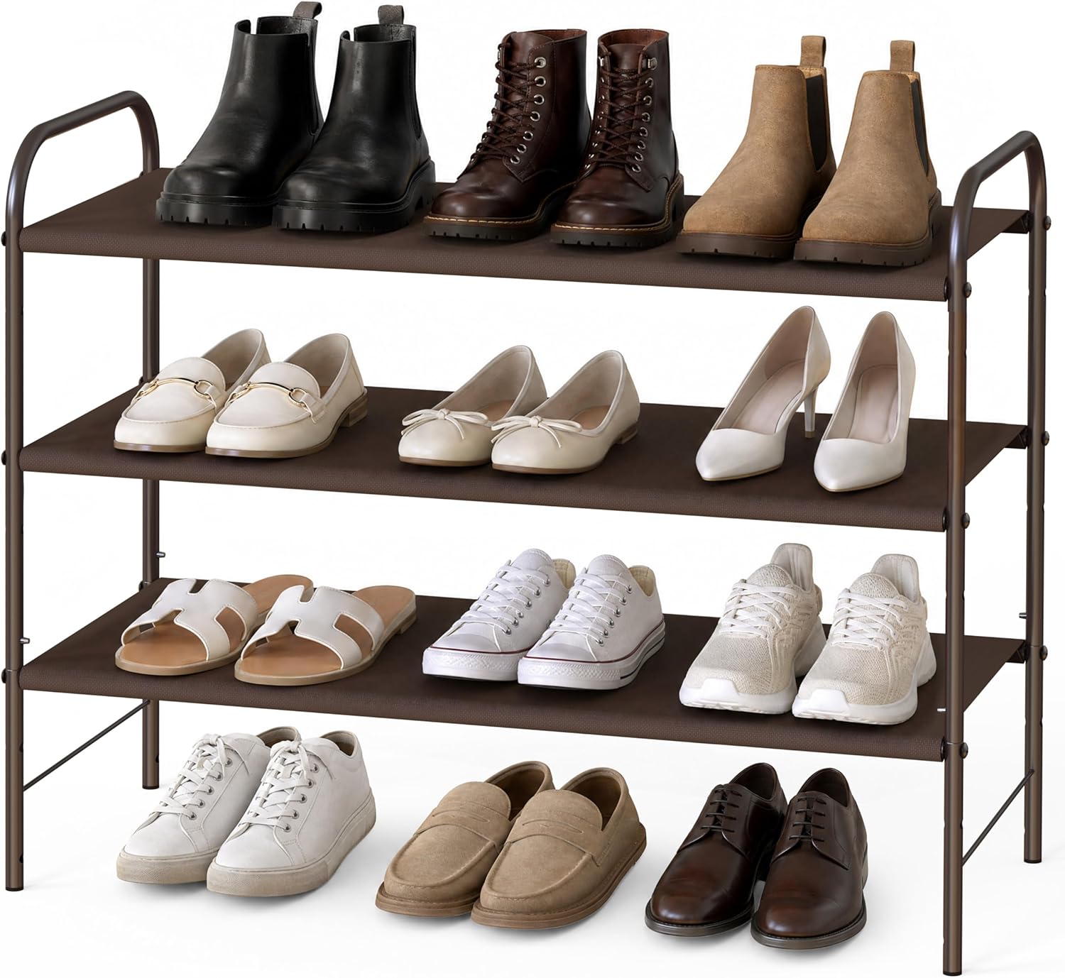 3-Tier Shoe Rack Storage Organizer 12-Pair / 20-Pair, Bronze