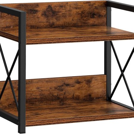 Countertop Shelf Organizer, 2 Tier Kitchen Spice Rack Organizer for Countertop, Wood Coffee Counter Shelf Organizer for Home (Brown, S)