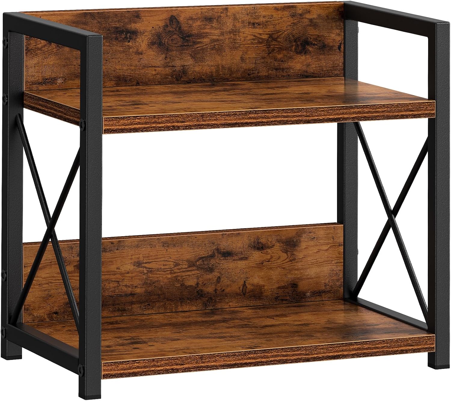 Countertop Shelf Organizer, 2 Tier Kitchen Spice Rack Organizer for Countertop, Wood Coffee Counter Shelf Organizer for Home (Brown, S)