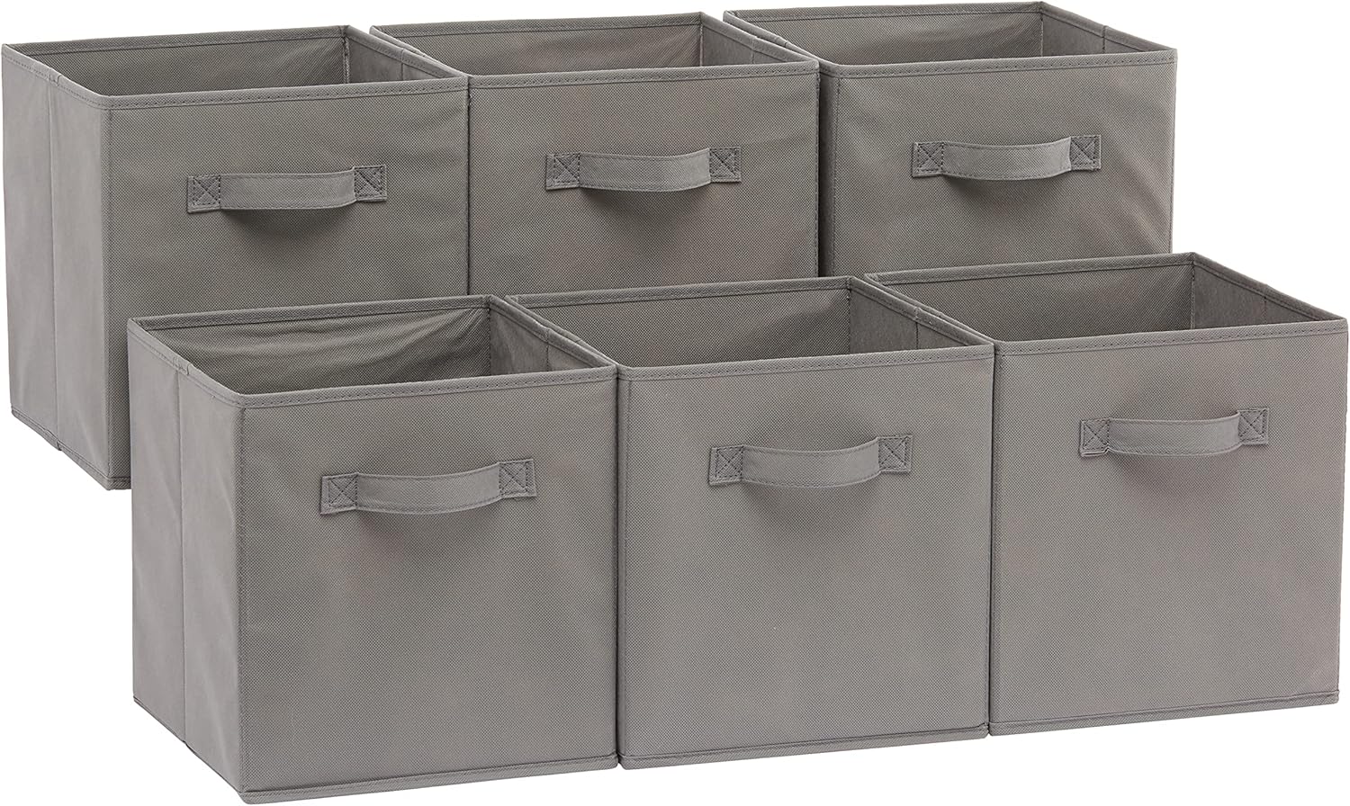 Collapsible fabric storage cube with handles (6-pack)—sturdy and durable, gray